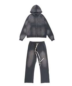 2026 Hot Selling High Quality Casual Solid Breathable Lightweight Cotton Fabric Full Zipper Tracksuits <b>For</b> Online <b>Sale</b> - Product Image 1