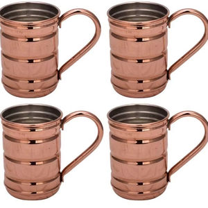 Ensemble de 2 tasses en cuivre massif, 100% fabriquées à la main, écologiques, lavables au lave-vaisselle, style classique, pour la maison - Product Image 1