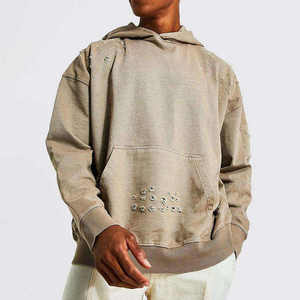 Conjunto de Sudadera con Capucha y Pantalones Deportivos de Algodón Vintage Oversize con Lavado Ácido para Hombre, Estilo Urbano - Product Image 2