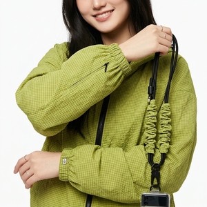 Veste en molleton gaufré de couleur unie pour femme, col montant, manches longues, fermeture éclair, vêtement d'extérieur d'automne, 100 % polyester - Product Image 5