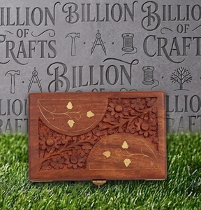 Caja de Madera de Palisandro Hecha a Mano con Herrajes de Latón, Diseño Floral Tallado, Estilo Antiguo, Decoración para el Hogar, Artesanía, Regalo - Product Image 3