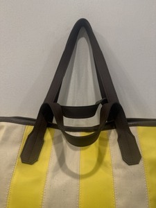 Laminated Yellow Striped 100% Cotton Canvas Tote <b>Bag</b> <b>Large</b> Capacity Shoulder <b>Bag</b> for Travel <b>Beach</b> Groceries & Daily Use - Product Image 2
