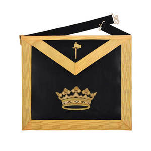 Delantal Masónico de Seda Blanca con Ribete Rojo, Corona, Compás y Estrella Bordados a Máquina, Regalia Masónica, Rito Escocés - Product Image 4