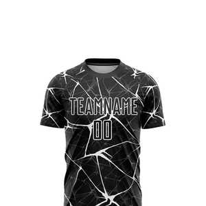 Conjunto de Uniforme de Fútbol Sublimado Personalizado, Patrón Geométrico Blanco y Negro, Cuello Redondo, Manga Corta, Absorbe la Humedad, Uniforme para Hombre Adulto - Product Image 4