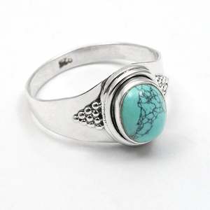 Brilliant Oval Cut Natural <b>Turquoise</b> Gemstone <b>Ring</b> Made of Solid 925 Sterling Silver Handmade Bohemian Jewelry At Lowest Price - Product Image 1