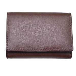 Genuine Leather Tri-Fold <b>Wallet</b> Unisex Minimalist Design Fold Closure Brown Daily Use Short Length - Product Image 5
