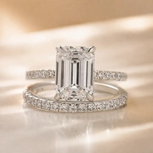 Trendy Design 925 Moissanite Cut Engagement <b>Ring</b> Sterling <b>Silver</b> VVS Clarity 3.5 Carat 4 Prong Setting Gold Plated Pave <b>Stack</b> - Product Image 4