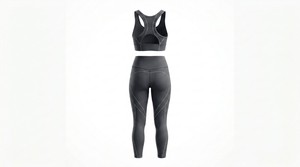 Conjunto de Yoga para Mujer de 2 Piezas, Tallas Grandes, Sin Mangas, Cintura Elástica, Transpirable, de Alta Calidad, Color Liso, para Fitness, MOQ Bajo: 20 Conjuntos - Product Image 2