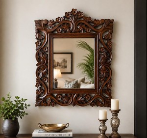 Brown Wall <b>Mirror</b> for Living Room Bedroom Hallway Home Decor Decorative Framed Wall Mounted <b>Mirror</b> - Product Image 5