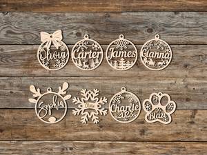 Whimsy Art Craft Personalized Handmade Modern Wooden Christmas Ornaments Custom Holiday Baubles - Product Image 6