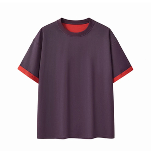 Camiseta Oversize de Diseño Personalizado con Estampado, Corte Cuadrado y Contraste de Color para Hombre, Camiseta Deportiva de Peso Pesado para Hombre - Product Image 3