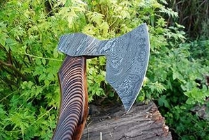 Hache artisanale en acier Damas avec manche en bois de rose pour le travail du bois, personnalisation ODM/OEM, 1 kg - Product Image 3