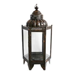 Iron Lantern with Glass <b>Panels</b> for Home Decoration Durable Outdoor <b>Light</b> Fixture - Product Image 3