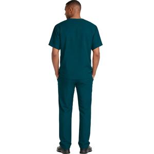 Ensemble de blouses médicales pour hommes, col en V, vert sarcelle, en coton et polyester tissé, uniforme d'hôpital avec détection d'aiguilles - Product Image 2