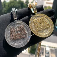 Pendentif Billion Dollar en alliage plaqué or, zircon pavé, chaîne corde, bijoux hip-hop pour homme, cadeau, charme argenté, bling