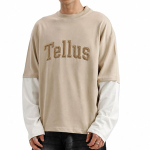 <b>Top</b> Selling Custom Men's Sporty Front Logo Quick Dry Breathable Cotton Blend Double <b>Layer</b> Long Sleeve Tee Shirts OEM - Product Image 1