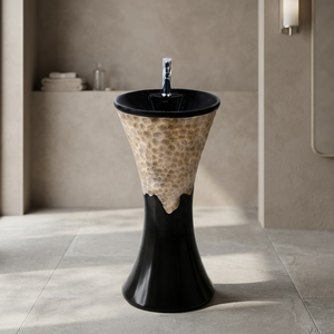 Lavabo design moderne sur pied pour maison et hôtel, noir gris gaufré - Product Image 2