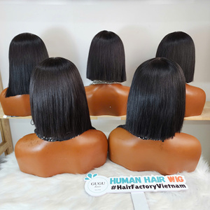 Perruques de cheveux humains vietnamiens Global Hair avec frange pour femmes, style mode pour cosplay et fêtes, densité 200, cheveux vierges lisses - Product Image 4