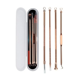 Professional 4 piece Stainless Steel Acne Blackhead Remover Kit with Pouch Pimple Extractor <b>Tools</b> for Facial Skin Care - Product Image 1