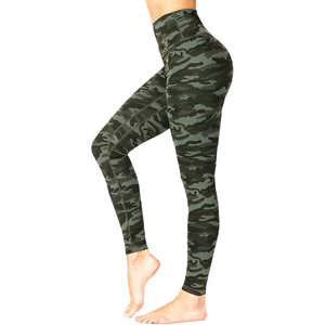 High Waist Camouflage <b>Print</b> <b>Leggings</b> Women Full Length Stretch Yoga Pants Sporty Style All Seasons Knitted Fabric - Product Image 1