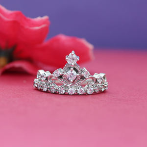แหวนมงกุฎเงินแท้ 925 ประดับเพชร งานแฮนด์เมด สำหรับผู้หญิงและเด็กผู้หญิง สวมใส่ในงานแต่งงาน - Product Image 3