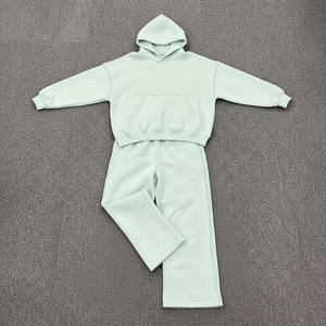 ชุดวอร์มฮู้ดดี้และกางเกงขายาวผ้าฝ้ายผสมโพลีเอสเตอร์ ชุดฮู้ดดี้และกางเกงจ็อกเกอร์ ระบายอากาศได้ดี เหมาะสำหรับออกกำลังกาย - Product Image 4