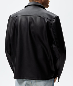 Custom New Arrival Solid Winter Fashion Design Black Biker PU Leather <b>Jacket</b> Zipper Closure <b>Mens</b> <b>4XL</b> - Product Image 6