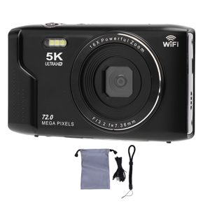 Caméra vidéo exclusive 5K 72MP avec zoom numérique 16x, WiFi/Type-C, 19+ filtres, mode beauté, lumière LED pour diffusion en direct - Product Image 3