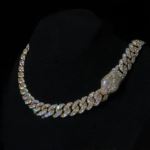 Cadena Cubana de Plata de Ley 925 con Moissanita, Chapada en Oro, Longitud Personalizada, Unisex, Regalo para Bodas y Fiestas - Product Image 1