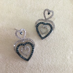 Pendientes Colgantes de Diamantes Redondos en Forma de Corazón para Mujer, 1.48 Cttw, Engaste de Puntas, Uso Diario, Plata de Ley 925, Joyería Moderna - Product Image 5
