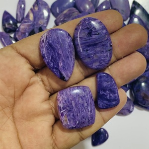 Charoite naturelle certifiée IGI pierres précieuses en vrac en gros 20mm-9mm pierres mélange taille forme Cabochon 8mm hauteur pour la fabrication de bijoux - Product Image 5