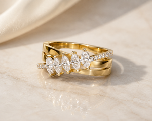 Bague de mariage classique pour femme en or jaune 18 carats avec diamant de laboratoire taille marquise certifié IGI, bijou à porter au quotidien, 6 grammes - Product Image 2