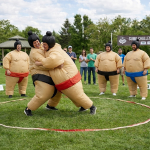 Inflatable Sumo Wrestling <b>Costume</b> Suit Adult Unisex Mascot <b>Costume</b> Sport Event Outfit <b>Red</b> Black Belt - Product Image 1