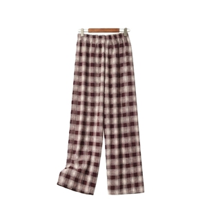 Plus Size <b>Women</b> Flannel Pants High Waist <b>Plaid</b> Printed Wide Leg <b>Trousers</b> Elastic Waist Breathable Summer Casual Wear - Product Image 1