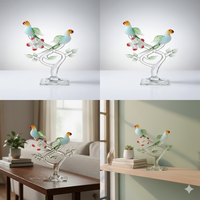 Figurine d'oiseaux en verre artisanale Art Déco, décoration de luxe pour salon, cadeau, objet de décoration, portrait, anniversaire de mariage, Saint-Valentin