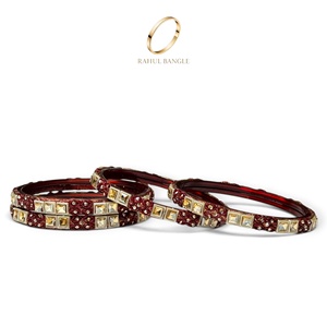 Bracelets en verre rouge bordeaux kashmiri modernes très tendance, plaqués or avec zircone, motif goutte de pluie, pour mariage et occasions festives, prix de gros - Product Image 4