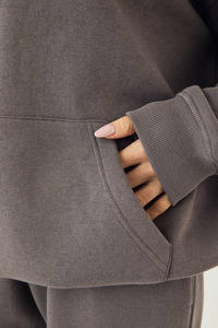 <b>Women</b> Oversized Charcoal Hoodie Tracksuit <b>Set</b> with Wide Leg Sweatpants Casual Pullover Hooded Loungewear <b>Jogger</b> Suit For <b>Women</b> - Product Image 5