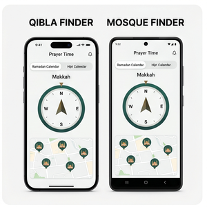 Application Royalcraft pour les heures de prière – Heures de prière quotidiennes, alertes Azan, localisateur de Qibla et calendrier islamique iOS/Android - Product Image 2