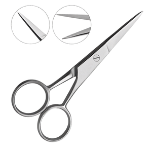 Barber Scissors 4 Inch Straight Sharp Blades Stainless Steel Ring Handle Professional Hair Cutting <b>Shears</b> Salon Grooming <b>Tool</b> - Product Image 1