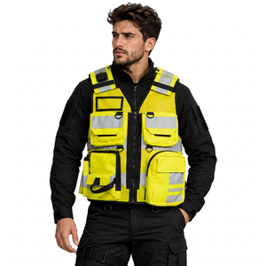 High Quality Customized Men Breathable Reflective Safety <b>Tactical</b> Work Jacket Zipper Multi Pockets <b>Vest</b> - Product Image 3