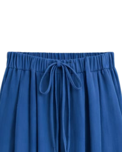 Pantalon large bleu roi pour femme, taille haute, avec cordon de serrage, coupe décontractée, pantalon droit, doux et confortable, tenue décontractée, mode - Product Image 4