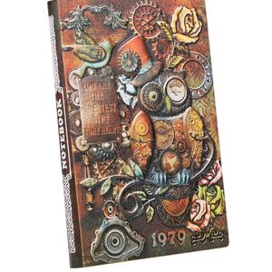 3D Embossed Leather <b>A5</b> Hardcover Notebook Owl Writing Journaling Vintage Double Color Inner Page Sewing Bound Travel <b>Notepad</b> - Product Image 1