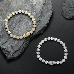 Womens 925 Silver Diamond Tennis Bracelet Round Brilliant Cut Flower Design Claw Setting Classic Wedding Jewelry at Export Price - Product Image 5