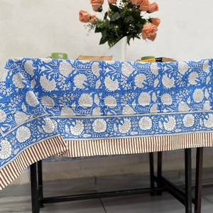 Hand Block Cotton Eco-Friendly Luxury Natural Style Floral Print Tablecloth Home Decoration Wedding Garden Party <b>Table</b> <b>Runner</b> - Product Image 1