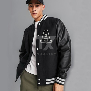 Hot Selling Casual Style <b>Canvas</b> Letterman Varsity <b>Jacket</b> Stand Collar Front Breathable Custom Hooded Waterproof <b>Jackets</b> for <b>Men</b> - Product Image 5