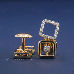 Boucles d'oreilles élégantes en or jaune 14 carats avec diamants de laboratoire, pierres rondes élégantes, légères et confortables à porter - Product Image 5