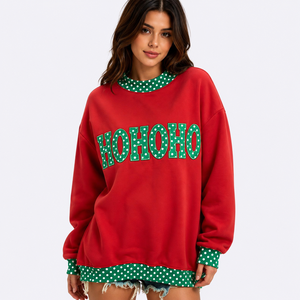 Pull de Noël à col montant pour femme, motif pois, lettres personnalisées, imprimé, collection hiver – Grande Vente - Product Image 2