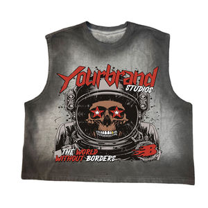 Custom Acid Wash Twill Boxy Fit Sleeveless <b>Shirts</b> Vintage DTG Print 100% Cotton Anti-Wrinkle Breathable Casual Streetwear - Product Image 1