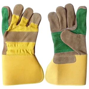 Guantes de seguridad industriales canadienses al por mayor, de uso general, con puño largo, palma reforzada de piel de vaca, dorso de tela de algodón, resistentes al calor. - Product Image 3