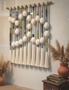 Tapisserie murale artisanale Capricorne en macramé à franges sphériques, symboles du zodiaque, décoration de luxe pour chambre à coucher, cadeau - Product Image 4